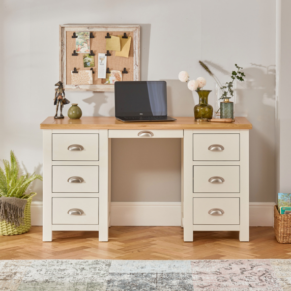 Cotswold Cream Painted Large Twin Pedestal Desk