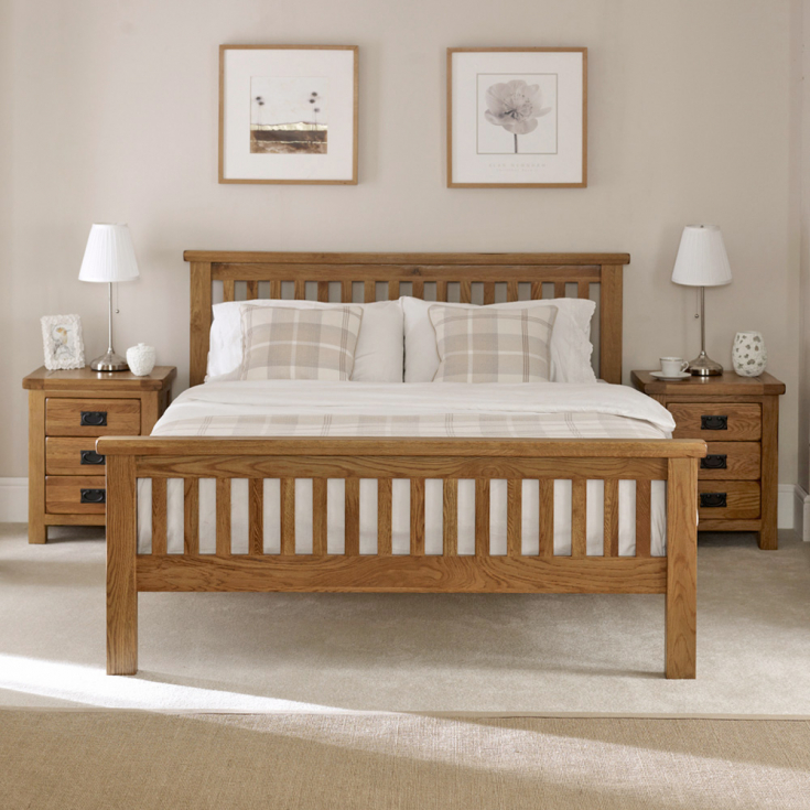 Rustic Solid Oak 5ft King Size Bed | The Furniture Market