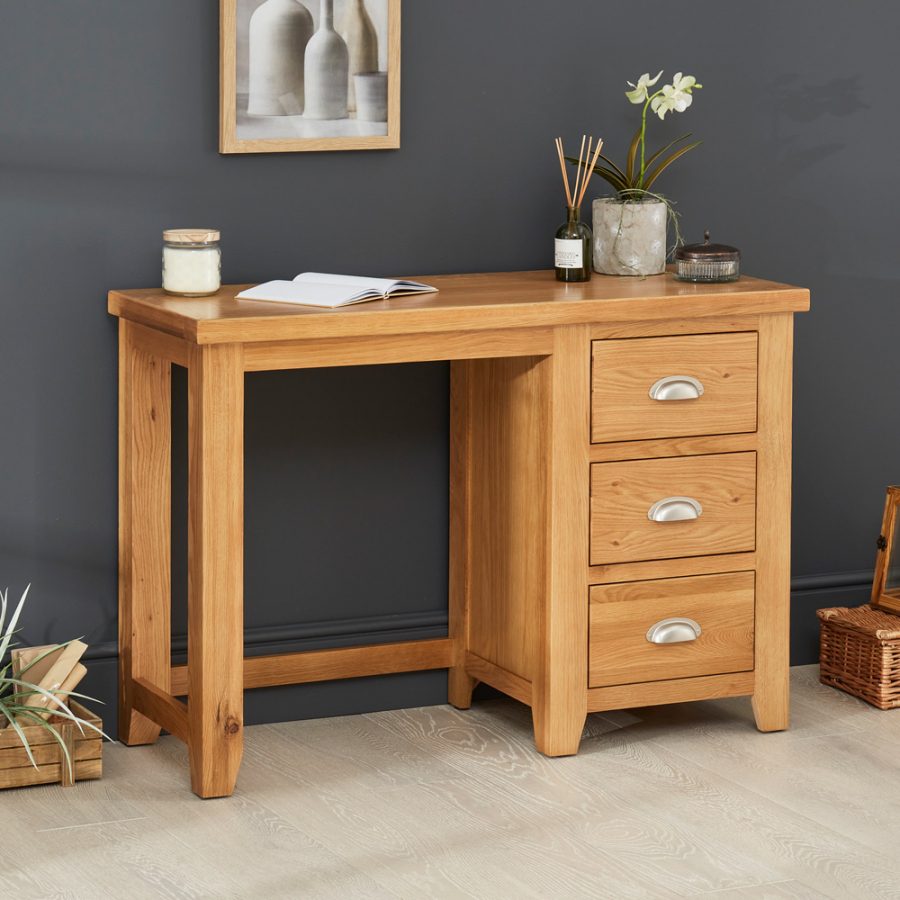 Cheshire Oak 3 Drawer Pedestal Dressing Table