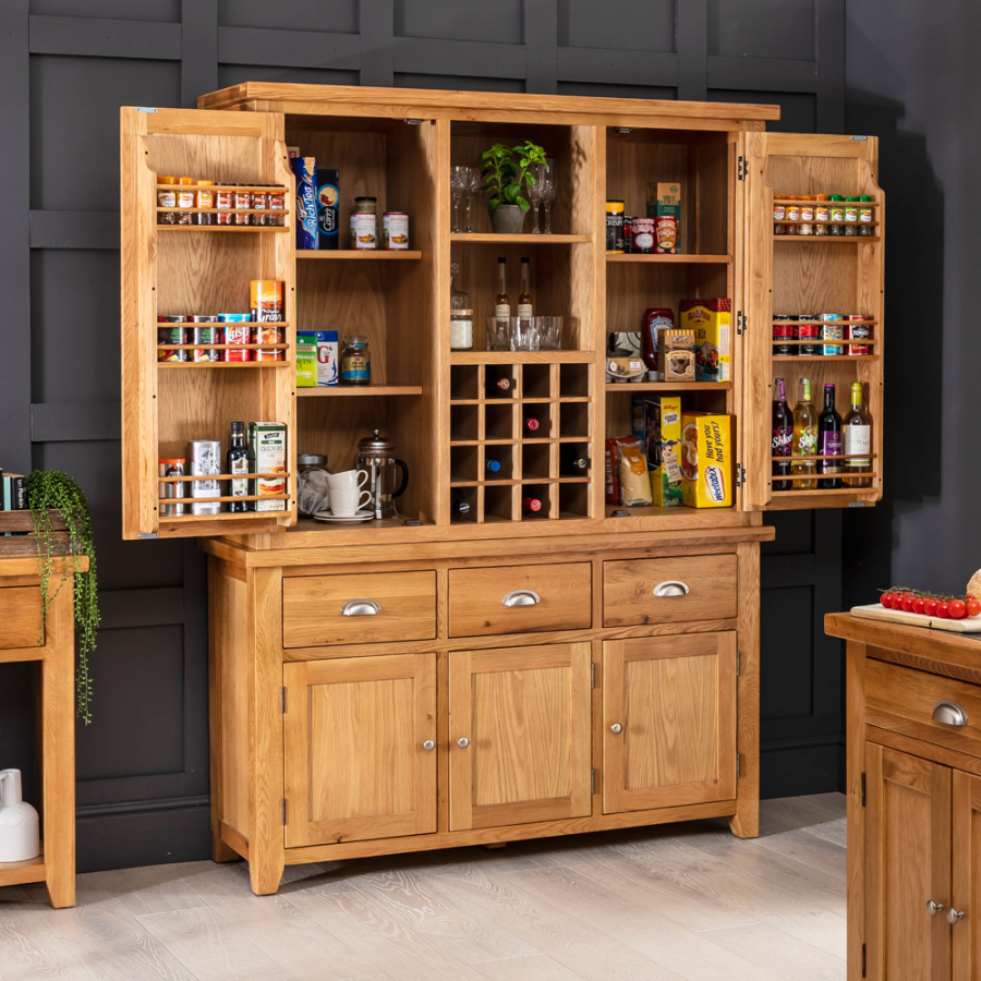 Cheshire Oak Triple Kitchen Larder Pantry Cupboard