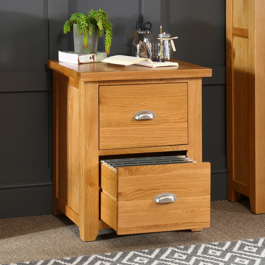 Cheshire Oak 2 Drawer Filing Cabinet