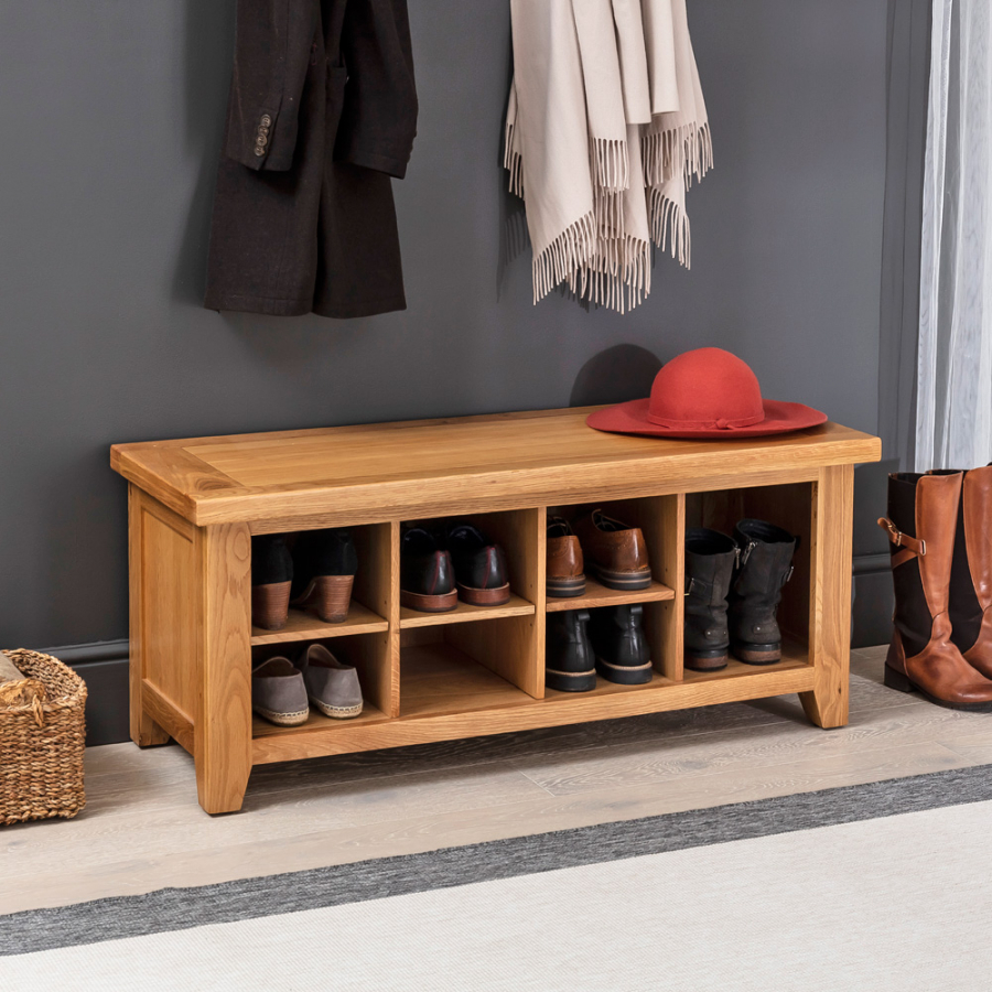 Cheshire Oak Hallway Shoe Storage Bench