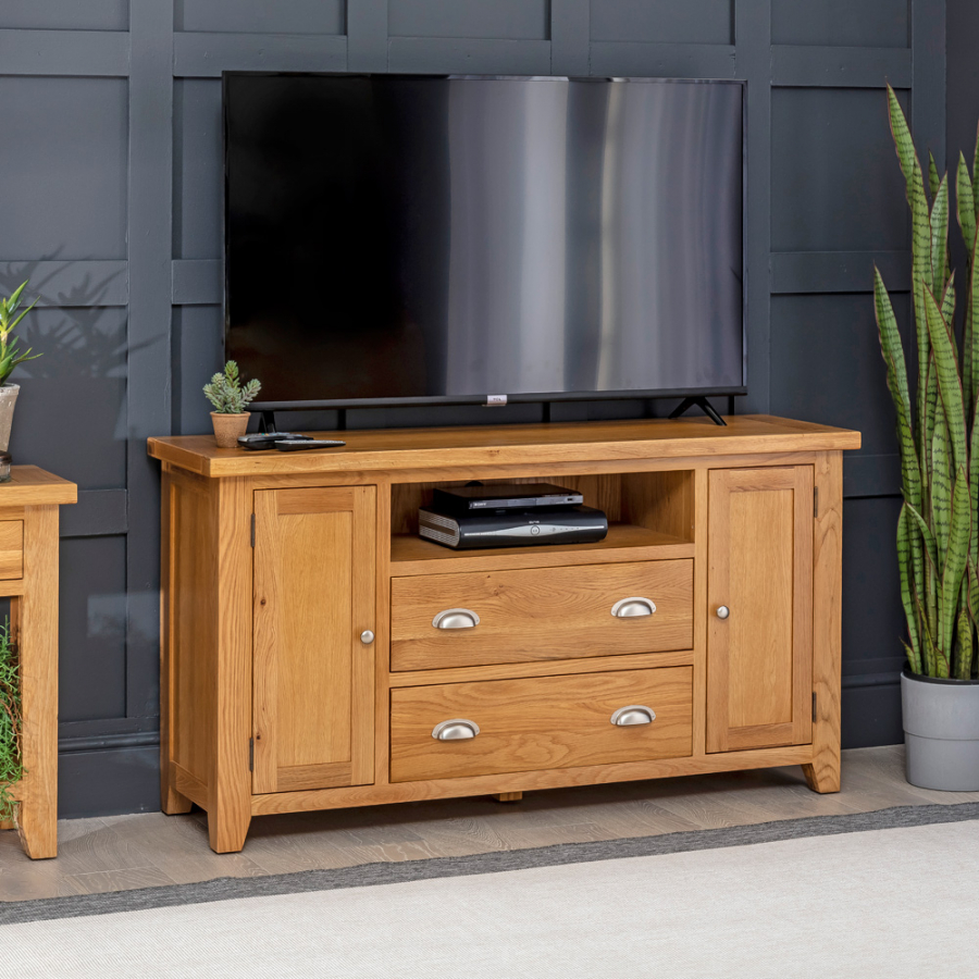 Cheshire Oak Large TV Unit Sideboard - Up to 50" TV Size