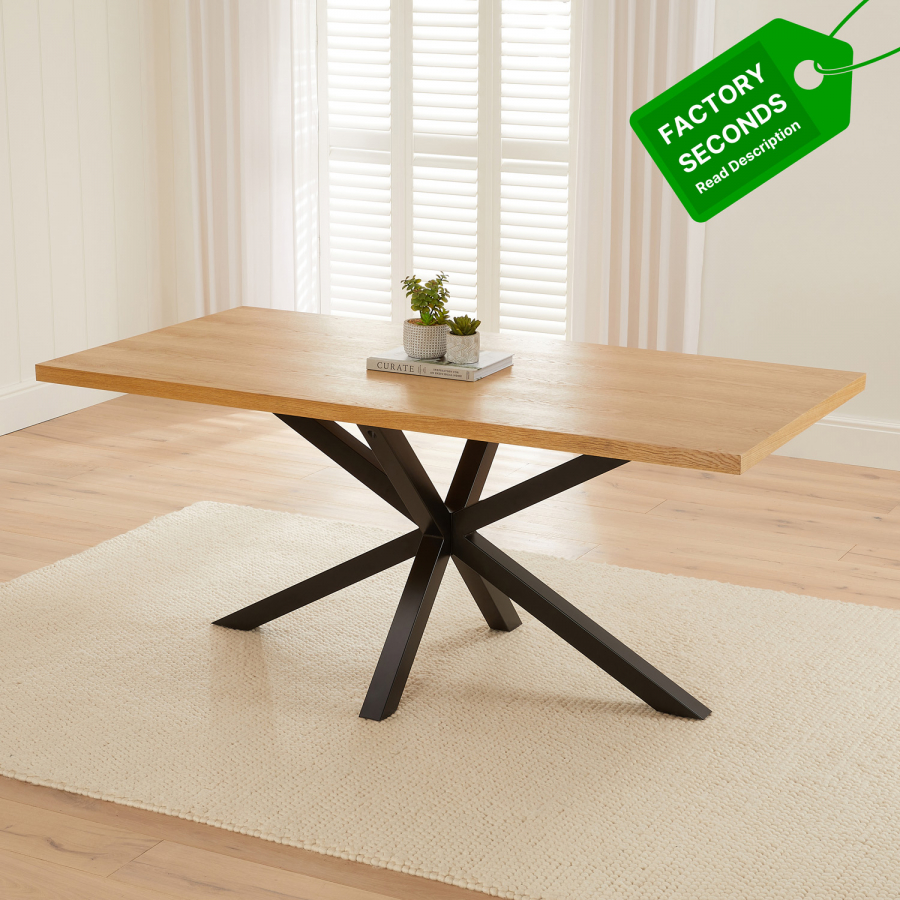 Modern Industrial Oak 1.8m Dining Table – 6 Seater – FACTORY SECOND