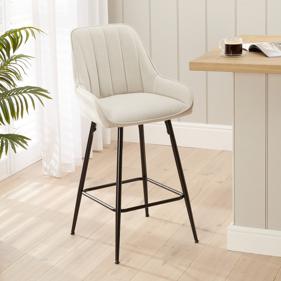 Cooper Natural Linen Fabric Kitchen Counter Bar Stool