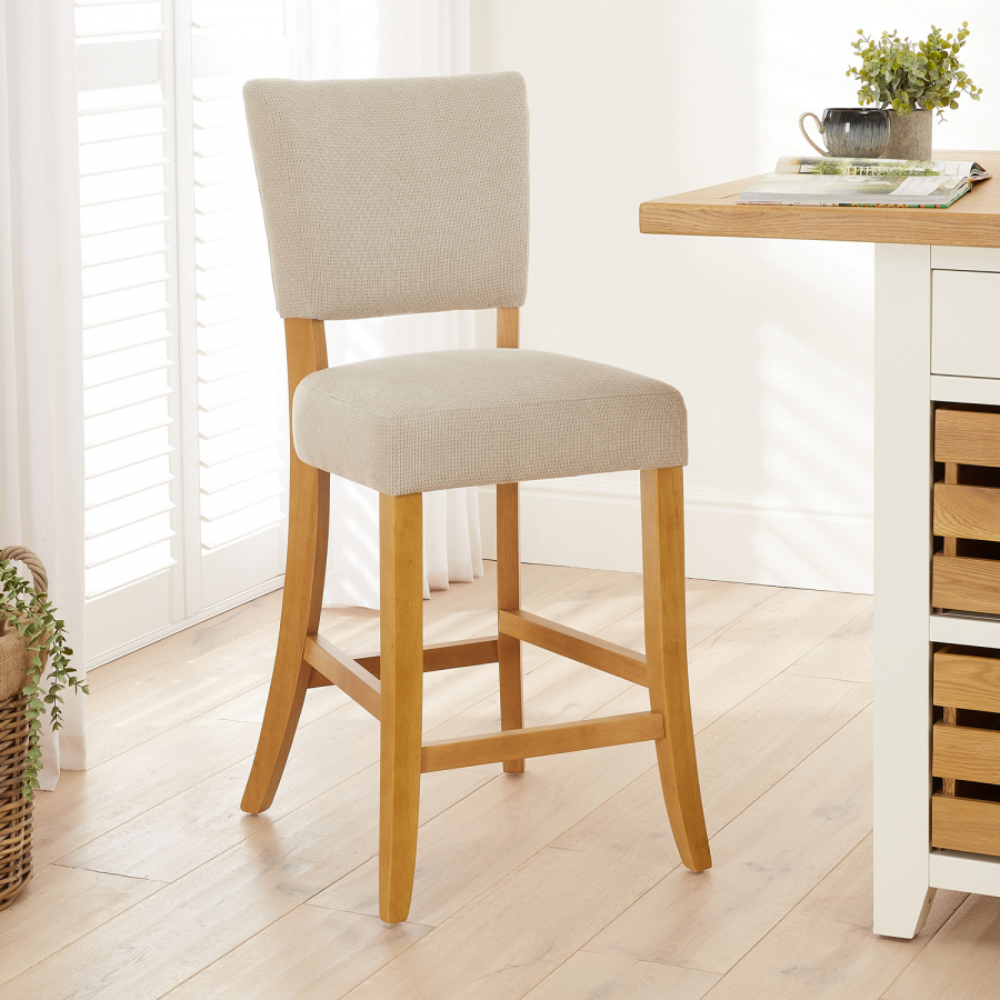 Manor Oak Natural Oatmeal Fabric Counter Bar Stool