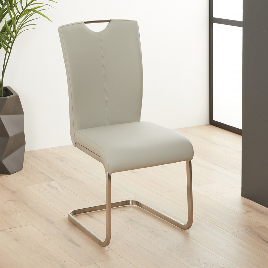 Barca Dining Chair – Light Grey Faux Leather