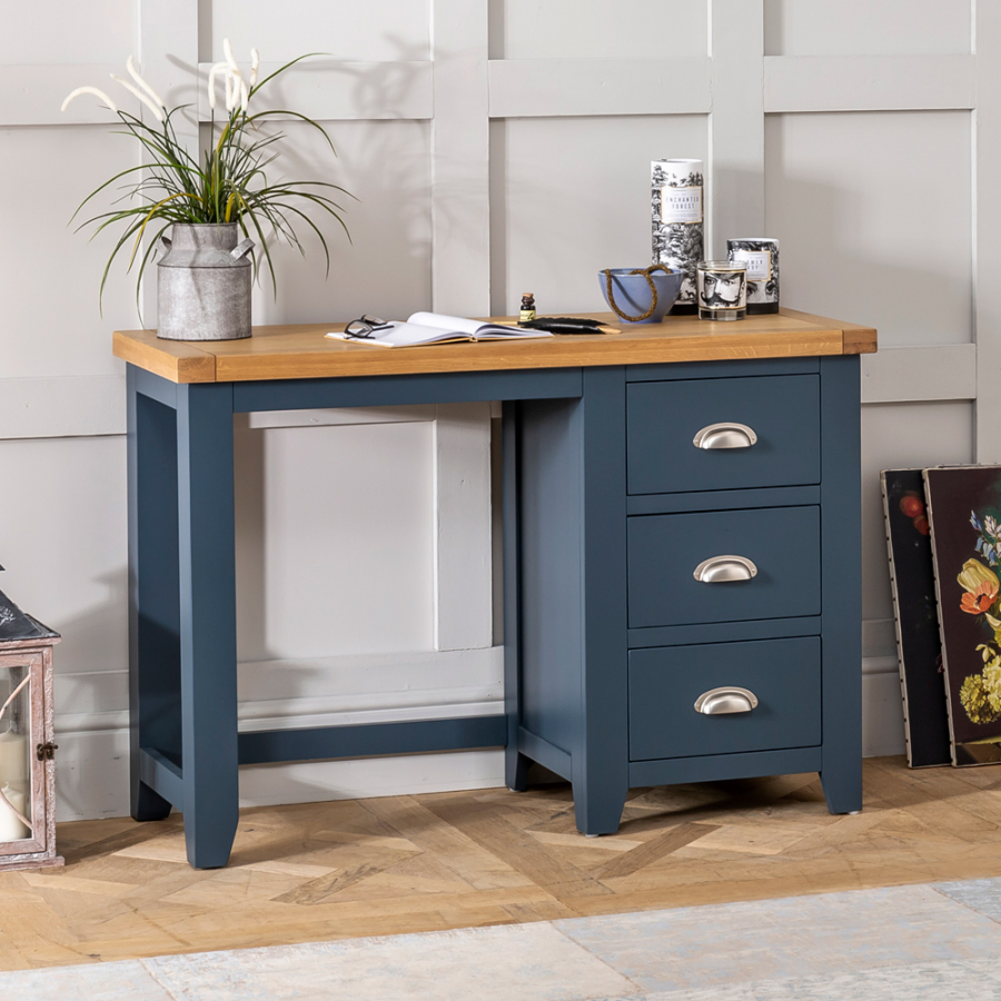 Westbury Blue Painted 3 Drawer Pedestal Dressing Table