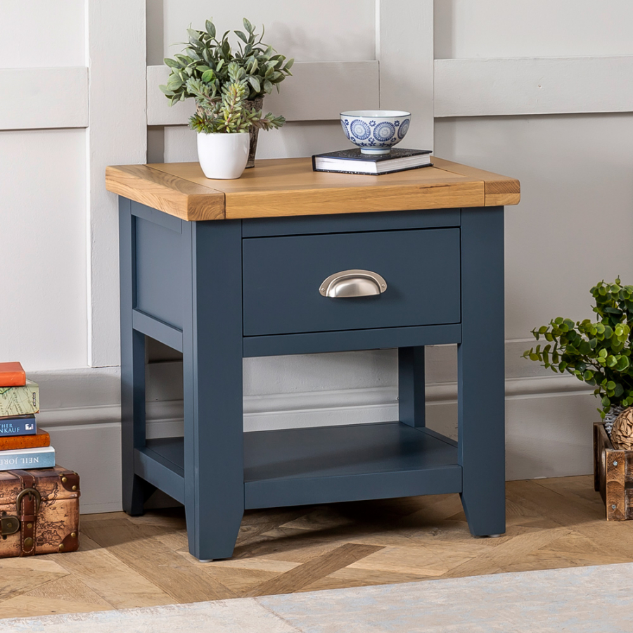 Westbury Blue Painted 1 Drawer Lamp Side Table