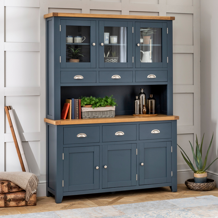 Westbury Blue Painted Large Glazed Dresser