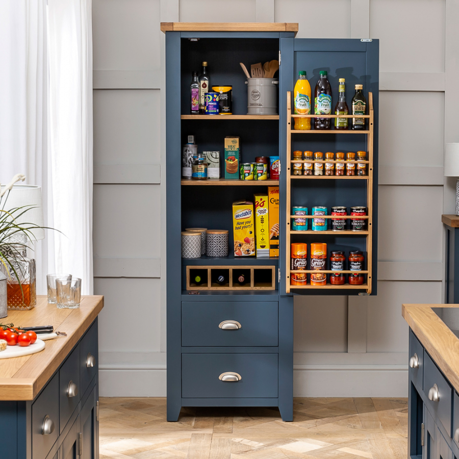 Westbury Blue Painted Single Kitchen Larder Pantry Cupboard