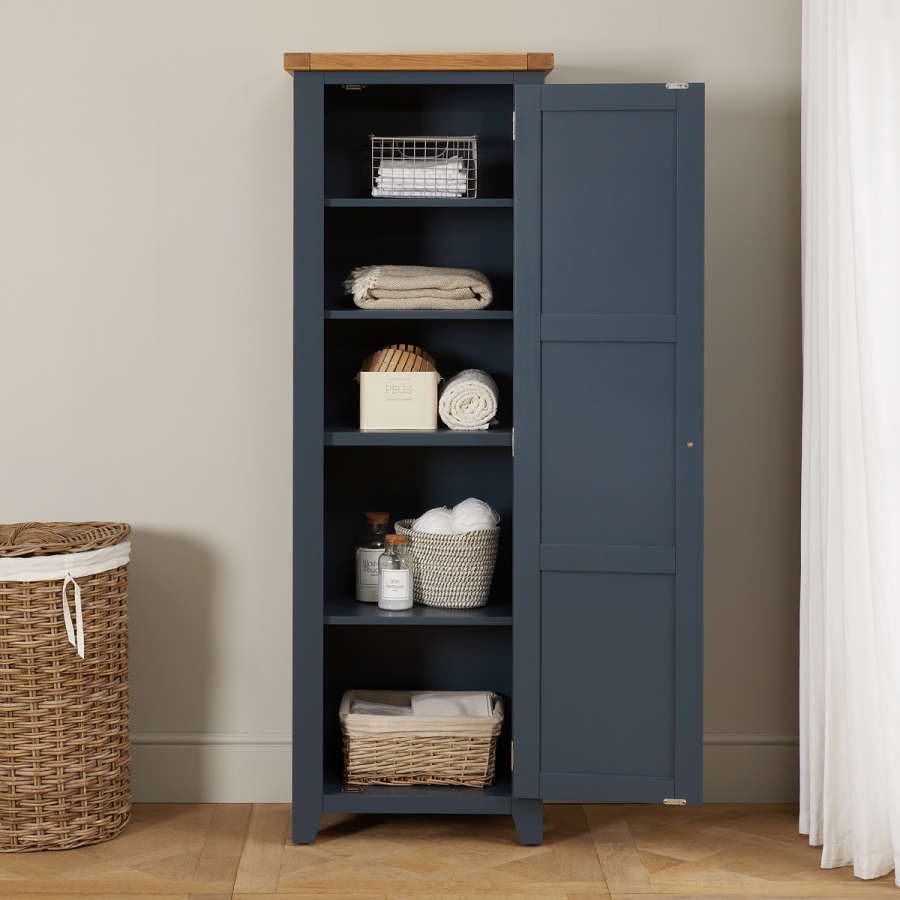 Westbury Blue Painted Single Shaker Linen Storage Cupboard