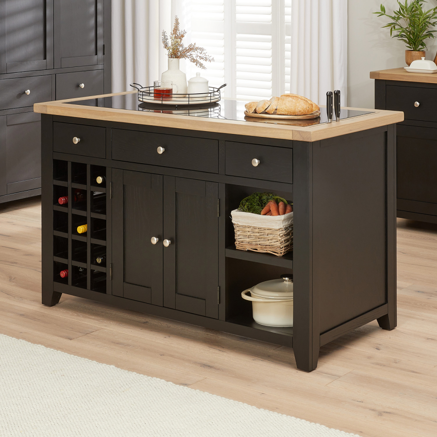 Cheshire Black Painted Oak Large Kitchen Island