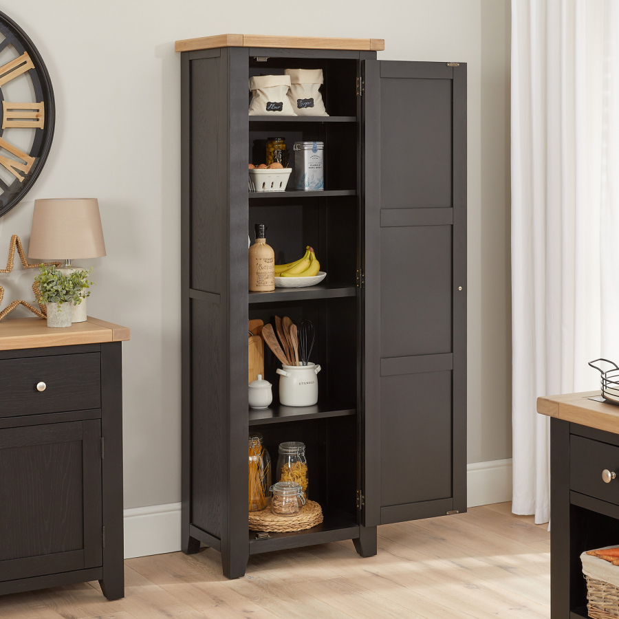 Cheshire Black Painted Oak Single Shaker Kitchen Pantry Cupboard 