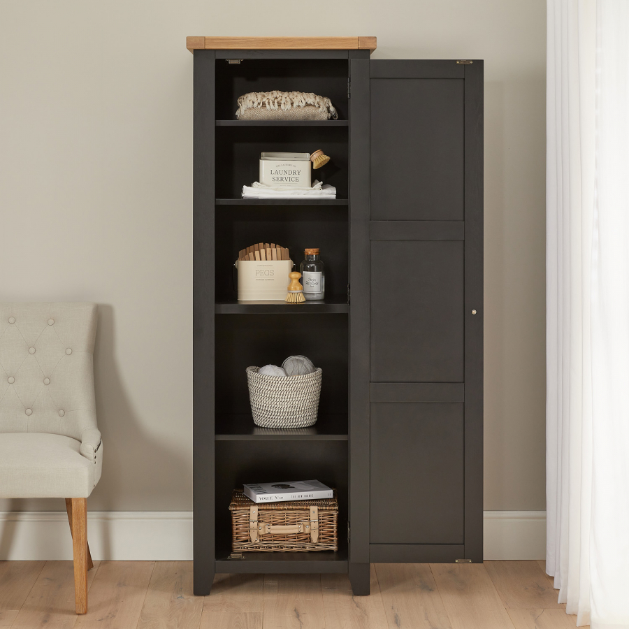 Cheshire Black Painted Oak Single Shaker Linen Cupboard 