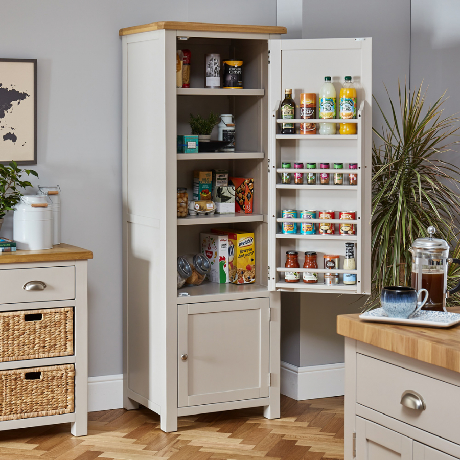 Cotswold Grey Painted Single Kitchen Larder Pantry Cupboard