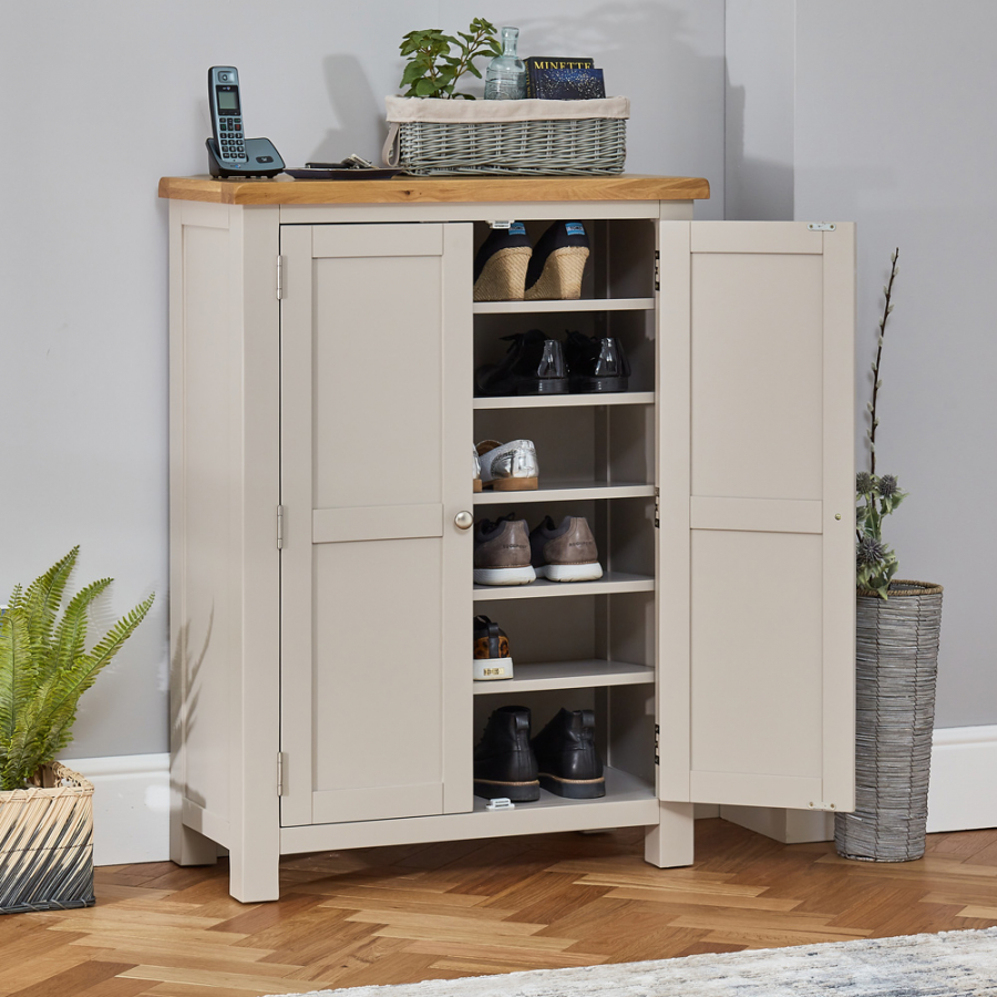 Cotswold Grey Painted Large Shoe Cupboard