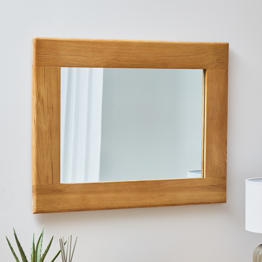 Hereford Rustic Oak Small Wall Mirror - 80cm x 60cm