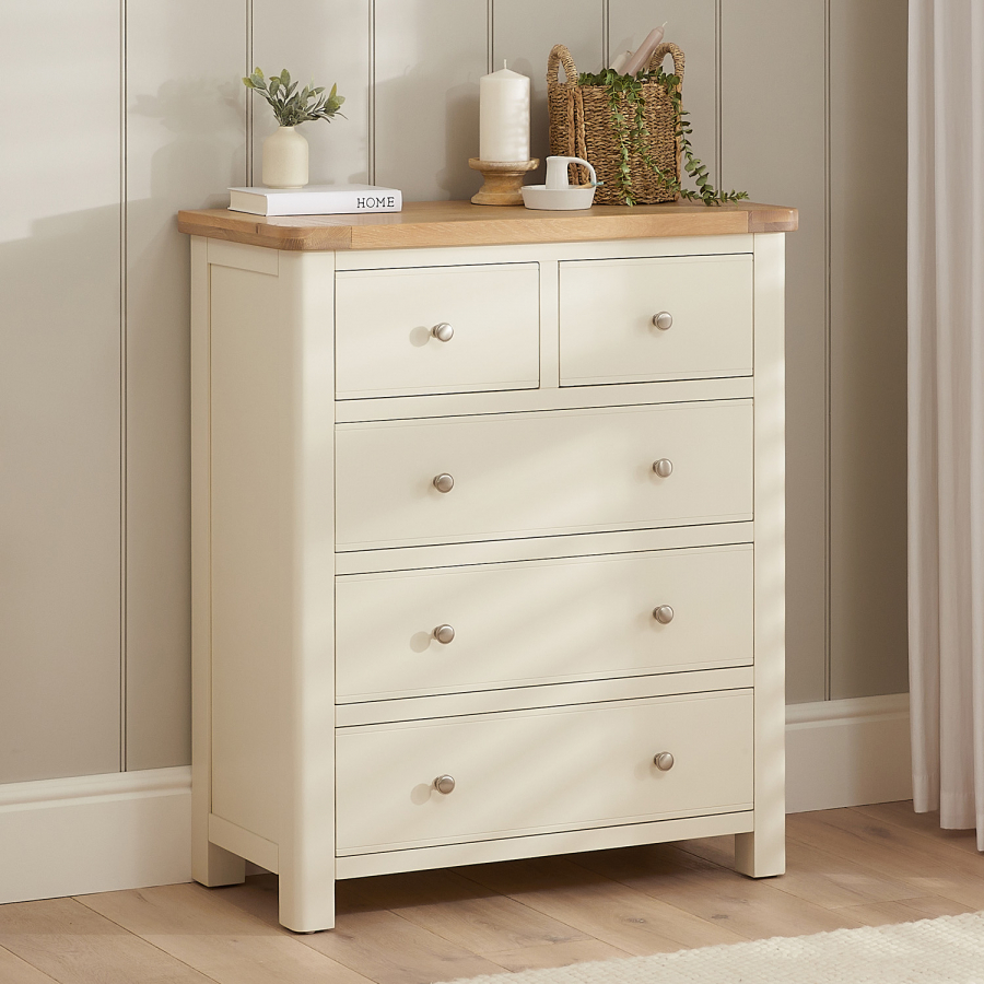 Marbury Cream Painted 2 over 3 Drawer Chest