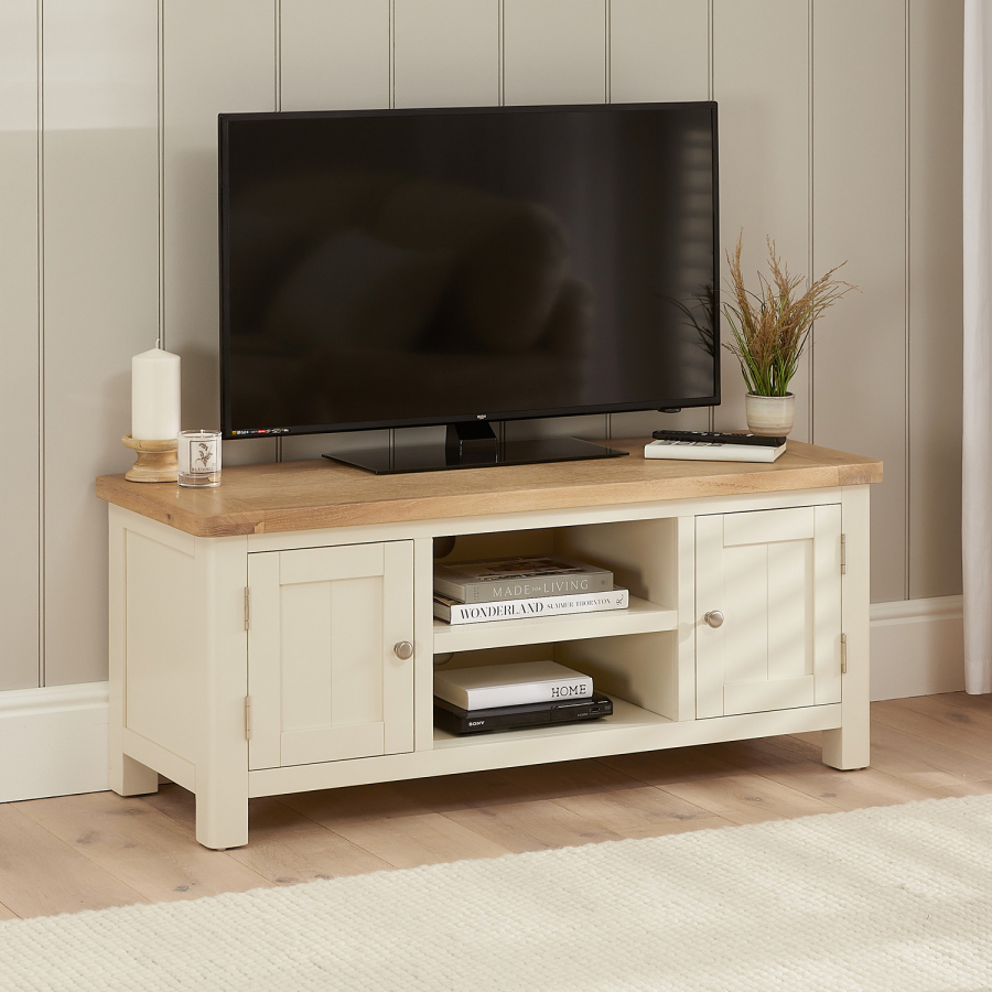 Marbury Cream Painted Widescreen TV Unit Stand – Up to 60” TV Size