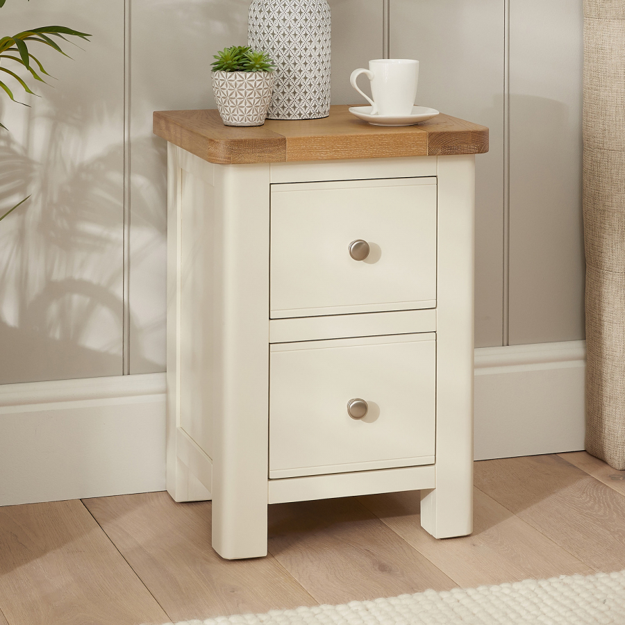 Marbury Cream Painted 2 Drawer Slim Bedside Table