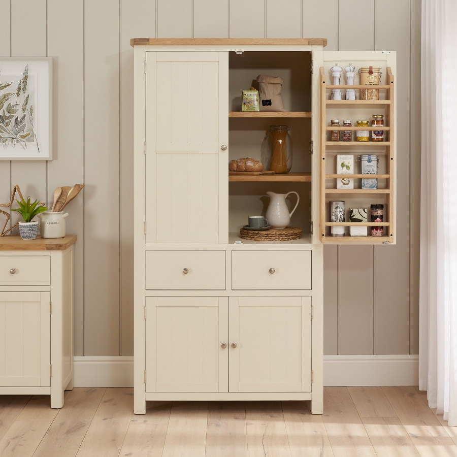 Marbury Cream Painted Double Kitchen Larder Pantry Cupboard