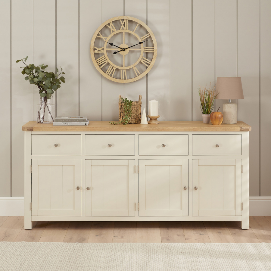 Marbury Cream Painted Extra Large 4 Drawer 4 Door Sideboard