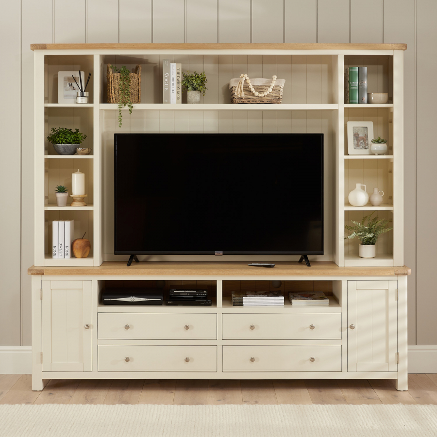 Marbury Cream Painted XXL Widescreen TV Media Storage Grand Wall Unit - Up to 60" TV Size