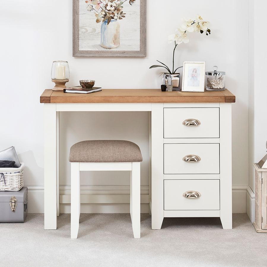 Cheshire White Painted Pedestal Dressing Table Set with Stool