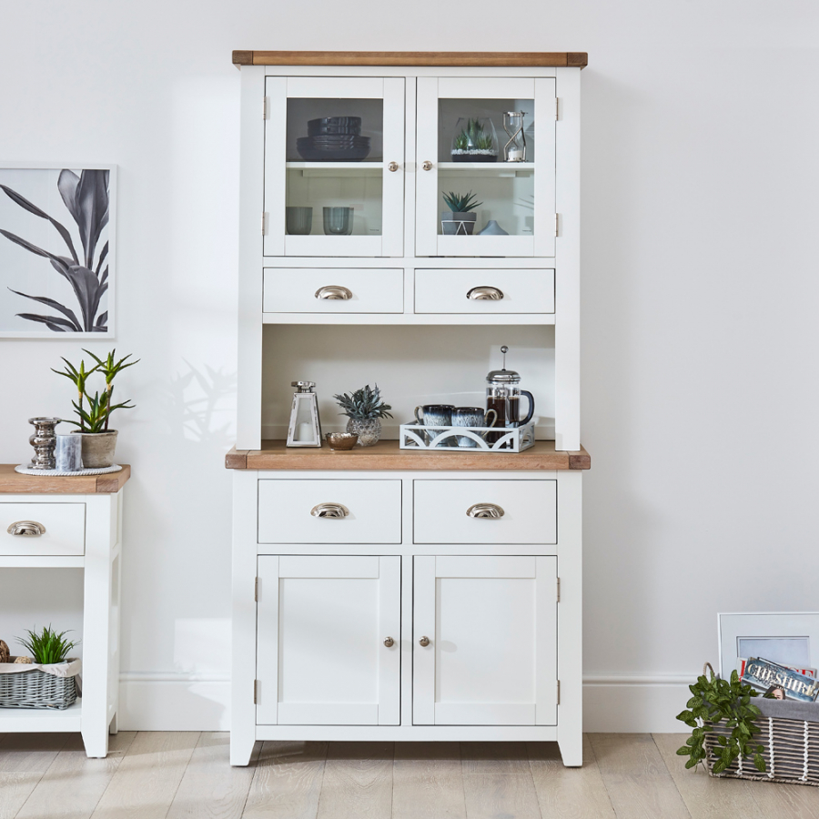 Cheshire White Painted 2 Door Glazed Dresser Sideboard