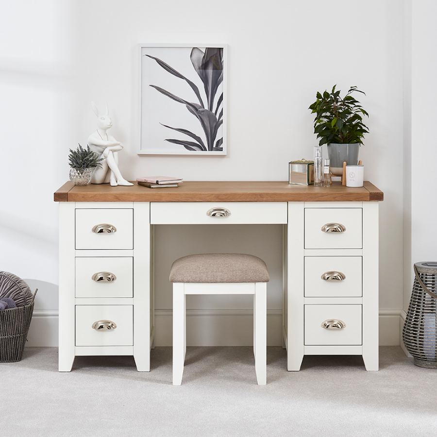 Cheshire White Twin Pedestal Dressing Table with Stool Set