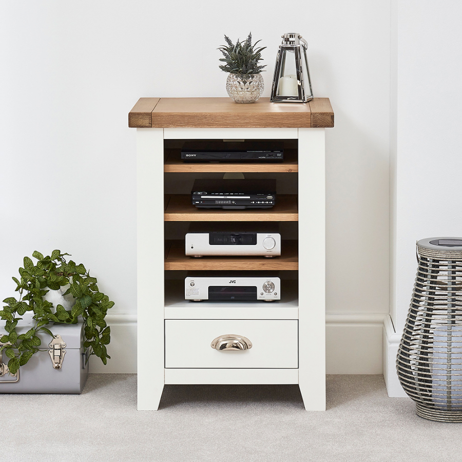 Cheshire White Painted Hi-Fi Media Stand Shelf Unit