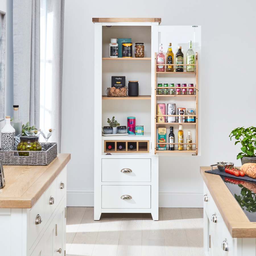 Cheshire White Painted Kitchen Large Single Larder Pantry Cupboard