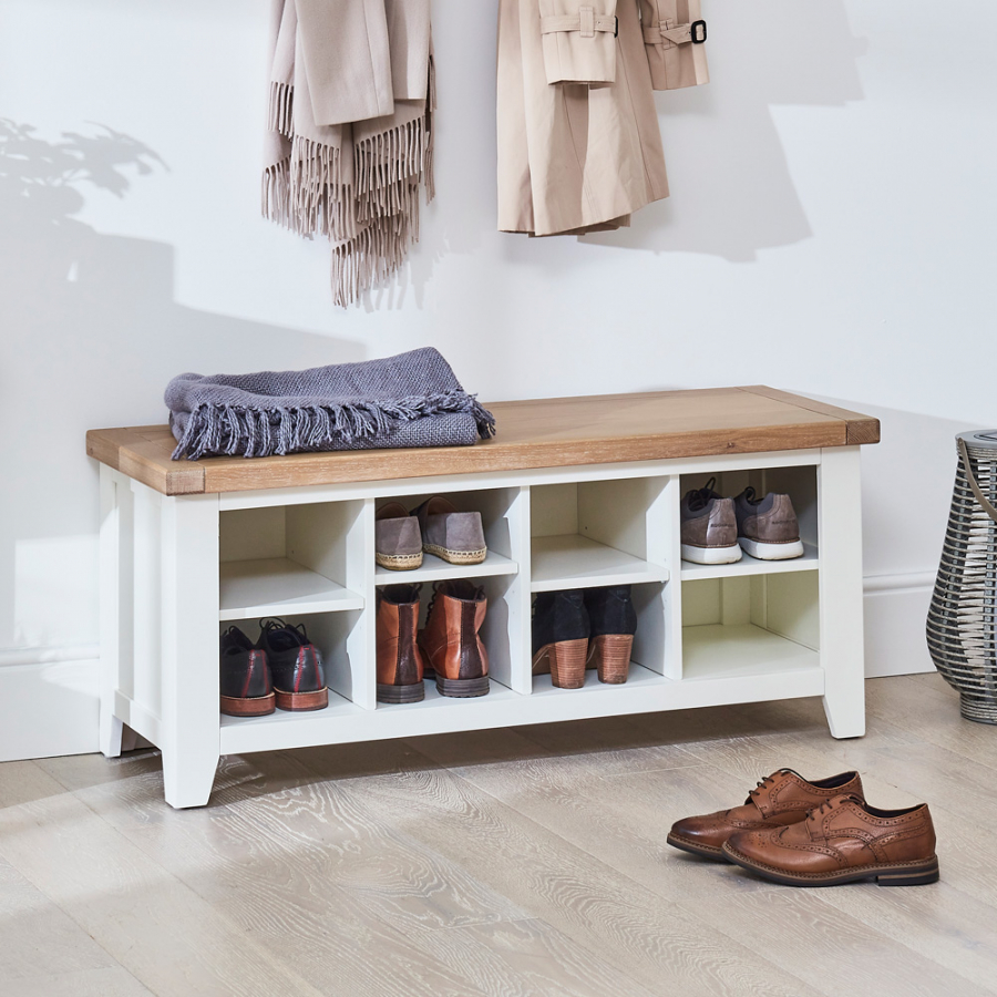 Cheshire White Hallway Shoe Storage Bench