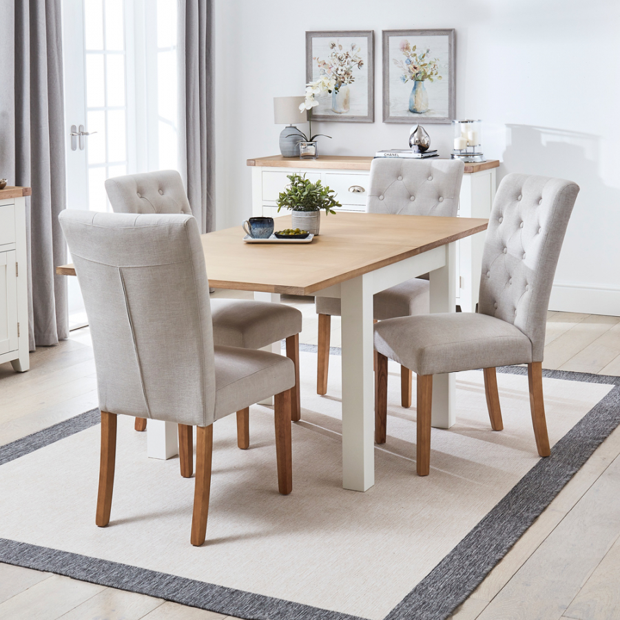 Cheshire White Square Flip Top Dining Table + 4 Bunbury Chair Set