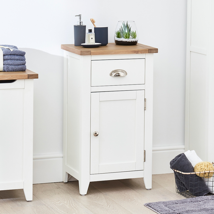 Cheshire White Painted Small Bathroom Cupboard