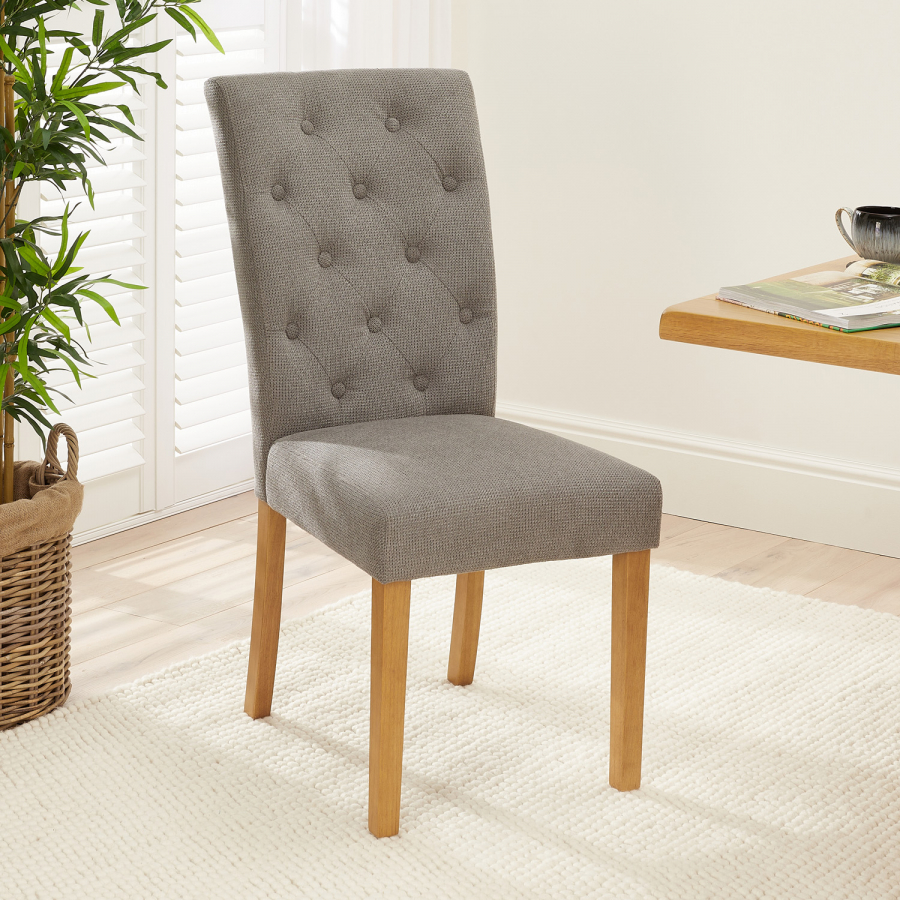 Bunbury Grey Fabric Dining Chair with Oak Legs