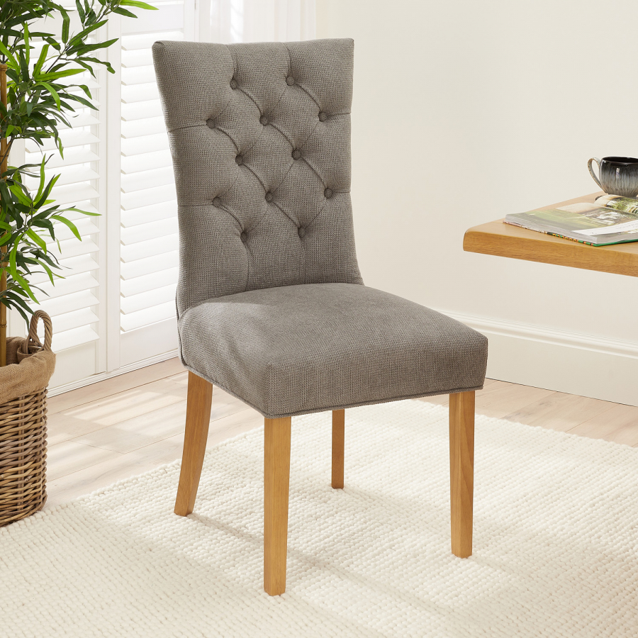 Chester Grey Fabric Dining Chair with Oak Legs