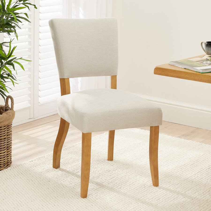 Manor Oak Natural Linen Dining Chair