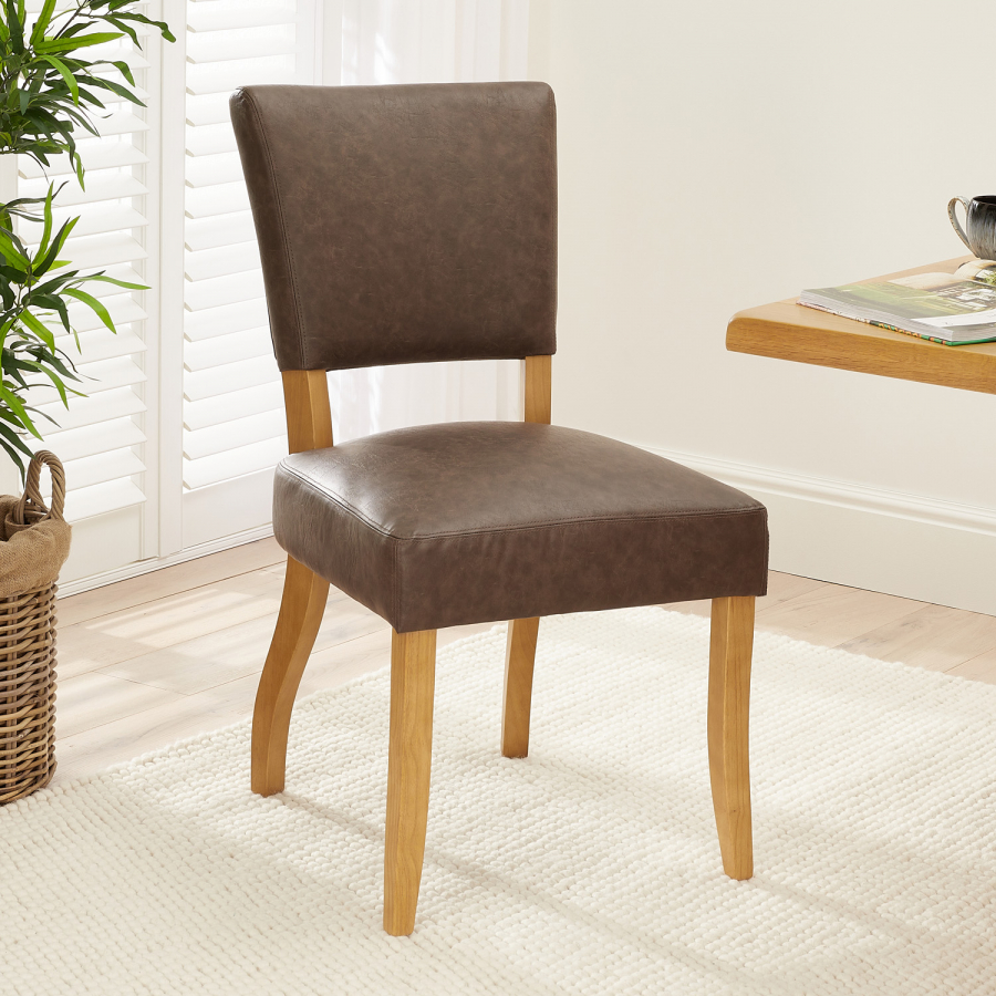 Manor Oak Vintage Brown Leather Dining Chair