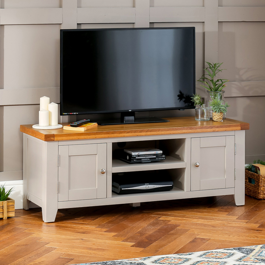 Downton Grey Painted Medium Widescreen TV Unit - Up to 60" TV Size