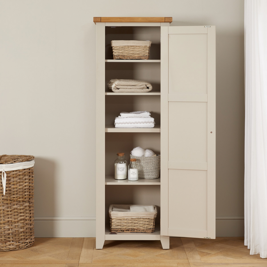 Downton Grey Painted Single Shaker Linen Storage Cupboard