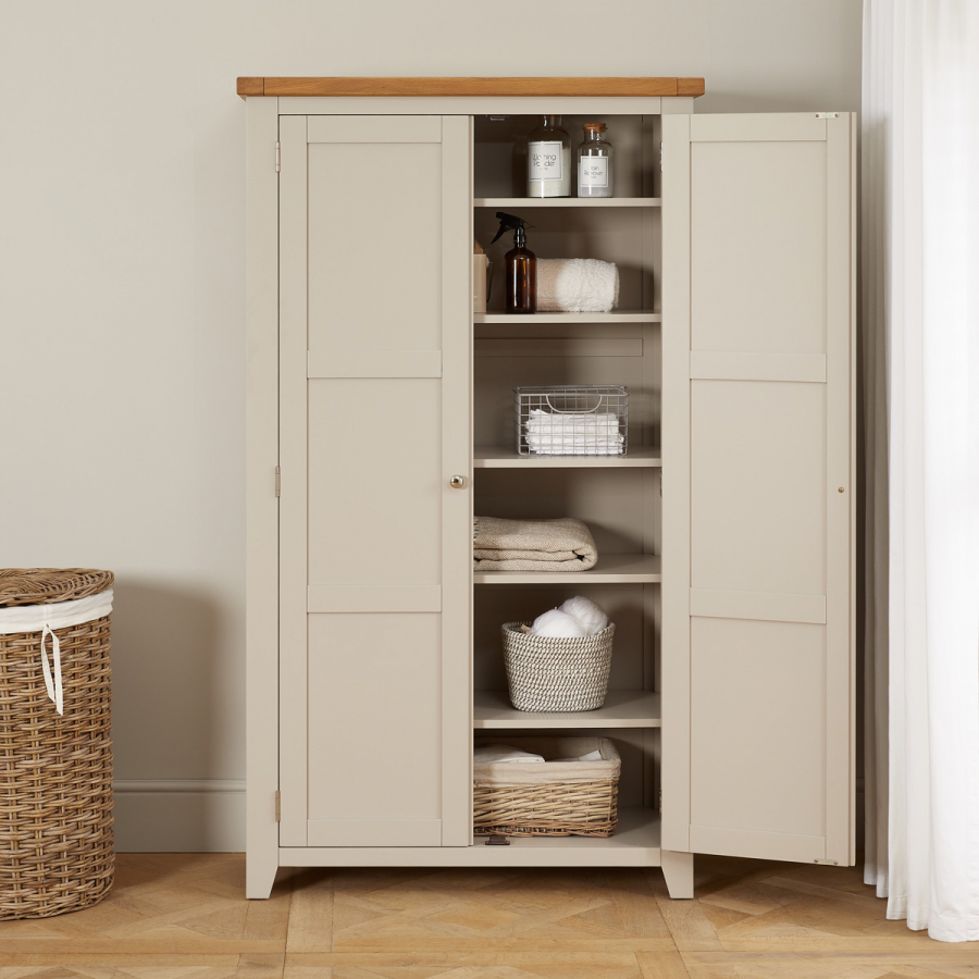 Downton Grey Painted Double Shaker Linen Storage Cupboard