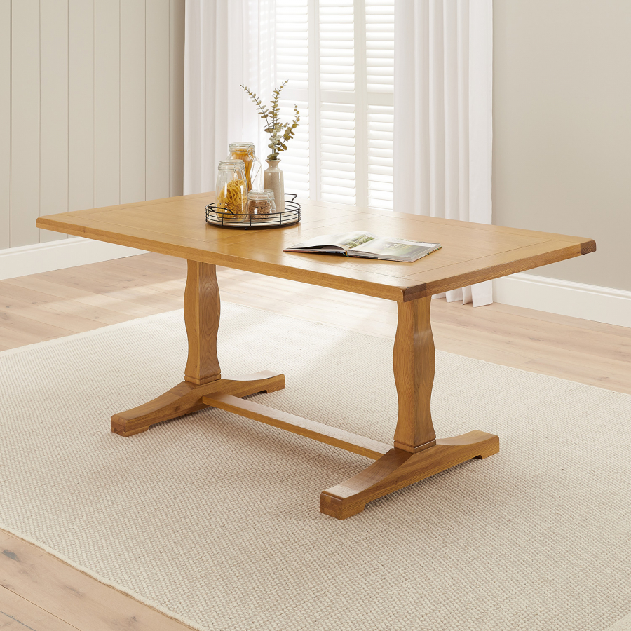 Cotswold Solid Oak 1.8m Refectory Dining Table - Seats 6 to 8