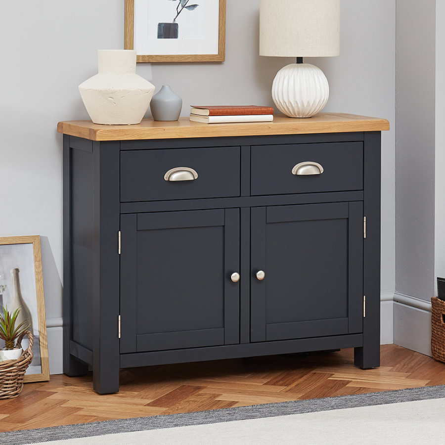 Cotswold Charcoal Grey Painted Medium 2 Door 2 Drawer Sideboard