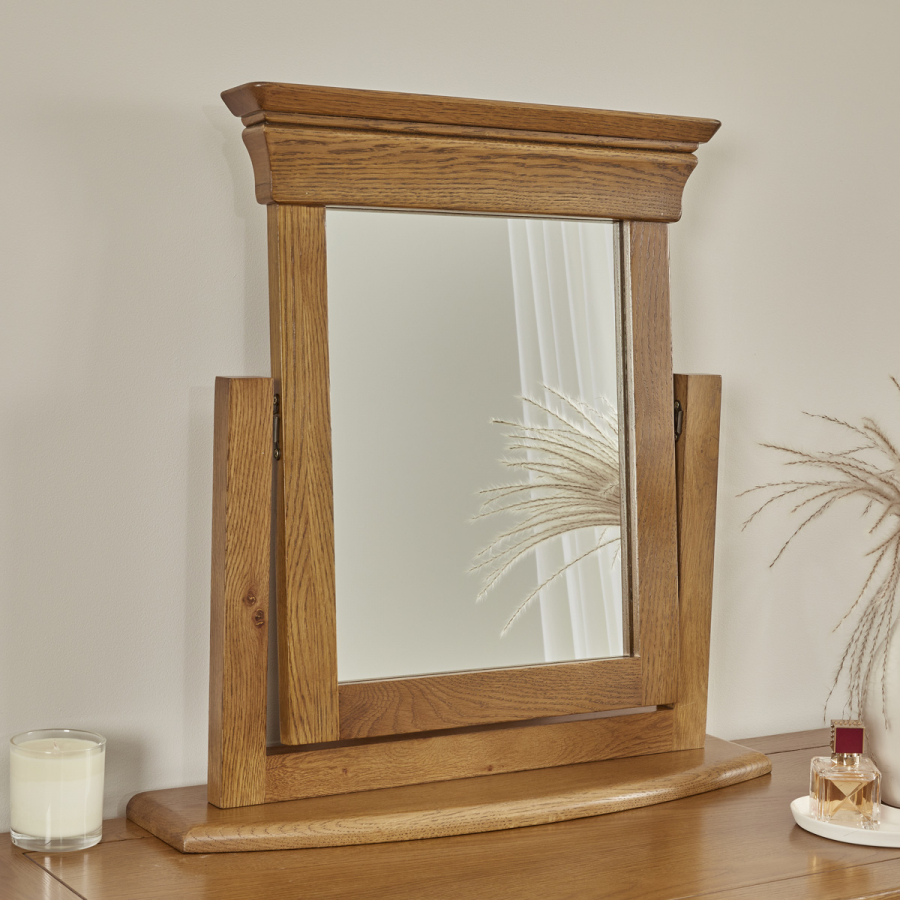 French Louis Oak Dressing Table Mirror