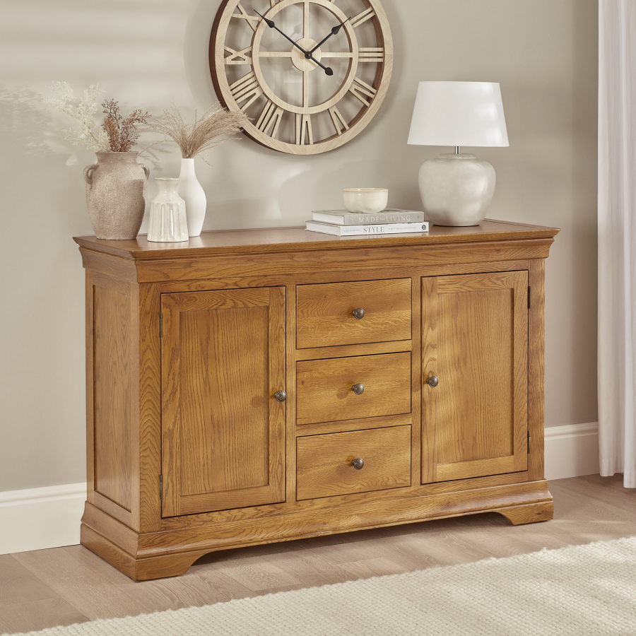 French Louis Oak Large Sideboard