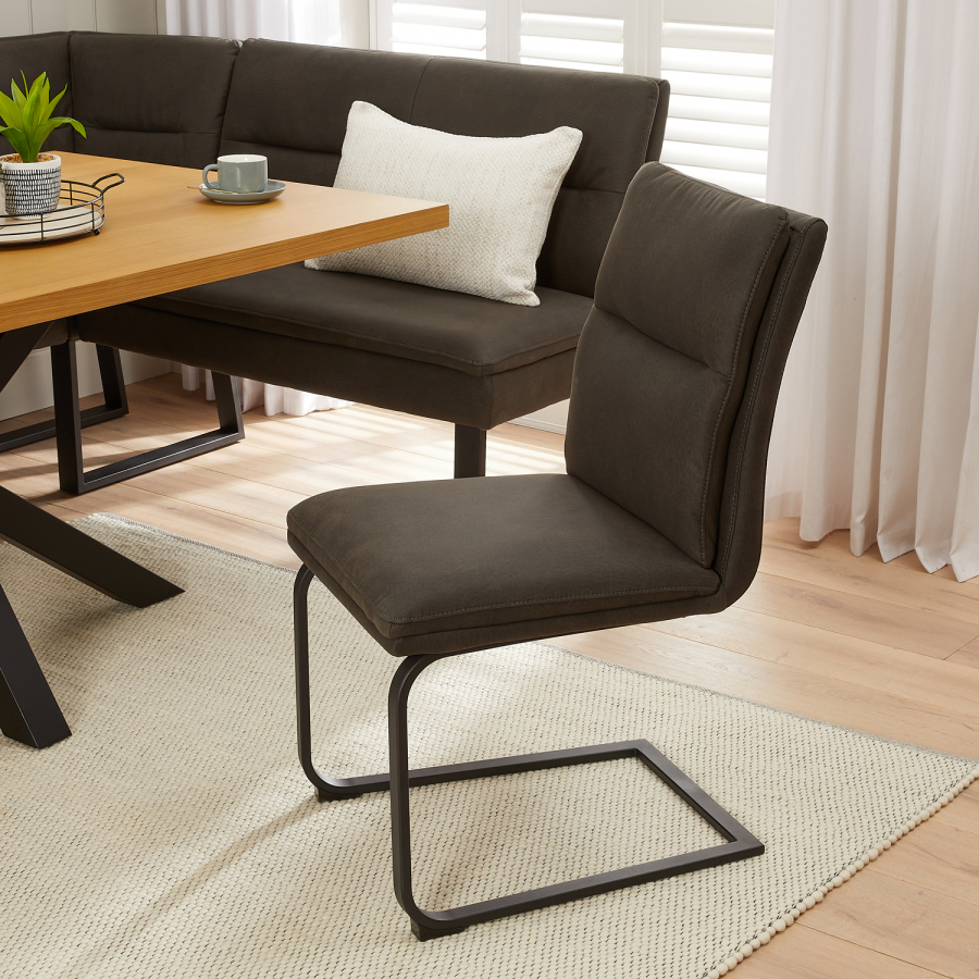 Bronx Industrial Dining Chair – Grey Faux Leather