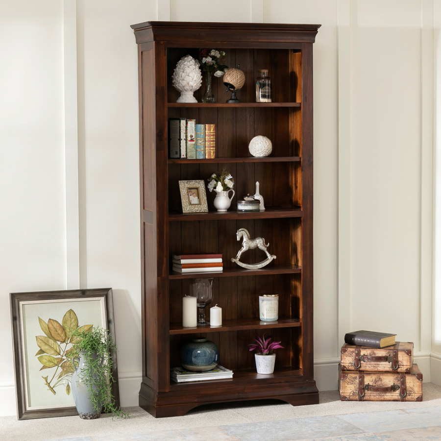 French Hardwood Mahogany Stained Large Tall Bookcase