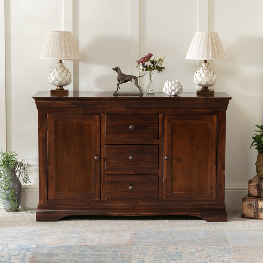 French Hardwood Mahogany Stained Large Sideboard